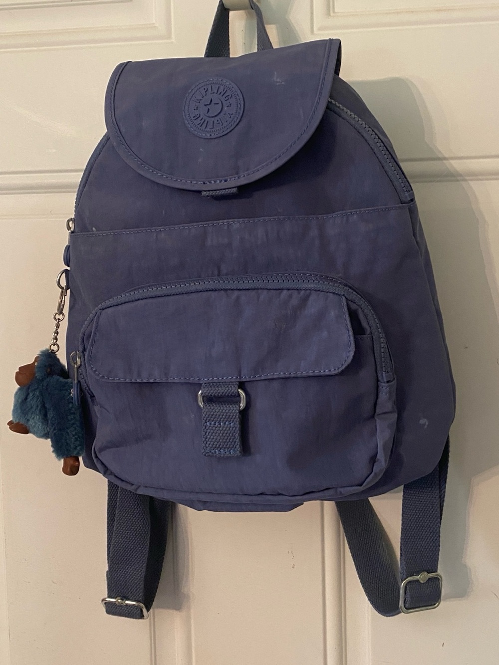 Kipling Navy Blue Nylon Mini Backpack with Monkey Charm